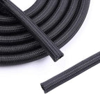 Flauzmann 1/2" Braided Cable Sleeve - 10Ft Cat Cord Protector Split Wire Loom Tubing Flexible Self Wrapping for USB, Audio, Automotive Cord, Dog Chew Proof Cable Protector - Black