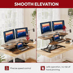 SANODESK Standing Desk Converter with Electric Motor 42" Height Adjustable Riser for Office Home,Dual Monitor and Laptop Workstation with Large Keyboard Tray, Rustic Color
