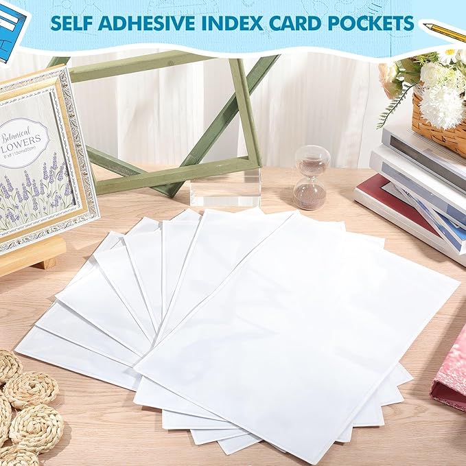 Outus Self Adhesive Shop Ticket Holders Clear Plastic Sleeves Adhesive Pockets Work Order Job Ticket Holders for Home Office Posting Signs (11 x 17 Inch,30 Pcs)