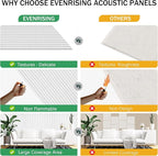 EVENRISING Acoustic Panels 10-Pack, Acoustical Wall Panels 47.2x23.6x0.4 inch, Large Soundproof Panels Self-Adhesive for walls, Acoustic Treatment for Recording Studio&Office Vertical,White