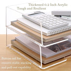 HeZone Acrylic Paper Tray Desk Organizers and Office Suplies Document Storage Enlarged Letter Tray Clear Paper Organizer (Large Horizontal)…