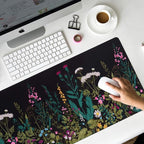 iCasso Desk Mat, Big Desk Pad, XXL Extended Gaming Mouse Pad, Large Mouse Pad for Desk Protector, Rubber Base Mousepad with Stitched Edges, Keyboard Mouse Mat for Work, Game, Office, Home - Weeds