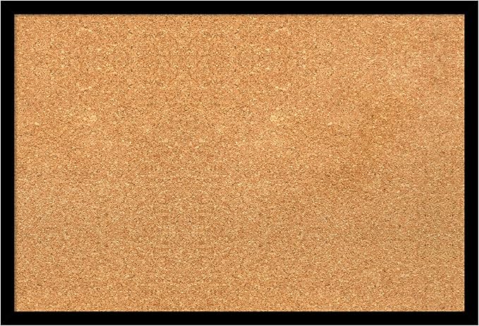 Amanti Art Natural Cork Board for Wall, 17x25 Vision Board with Black Wood Frame, Medium Corkboard Office Decor for Home Organization, Modern Contemporary Corkboard Pinboard to display items for home