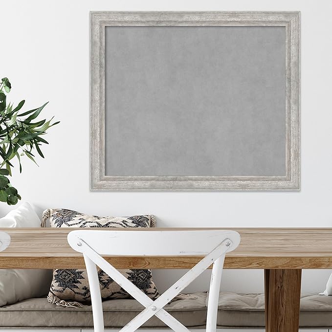 Amanti Art Silver Framed Magnetic Board 23x27 Medium Vision Board for use with Magnets, 100% Metal Sheet to Display Items as Office Decor or for Home Organization in mudroom, Kitchen or Kids Room