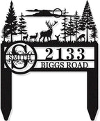 Personalized Metal Adress Sign With Stakes，Custom Yard Signs for Houses with Stakes,Address Signs for Yard, Home Address Signs for House,House Numbers for Outside，Garden Gift(16''-40'') Height