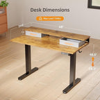 Claiks Electric Standing Desk with 2 Drawers, Adjustable Standing Desks with Storage, Height Adjustable Stand up Desk for Home Office with 2 Hooks,48 Inch Ruist Brown