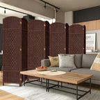DURASPACE 8 Panel Room Divider, 6ft Tall Folding Privacy Screen, 360°Rotation, Hand-Woven Freestanding Wood Partition for Room Separation