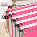 Nordun Extra Capacity Plastic Hanging File Folder Letter Size,12 Pack Reinforced Hang Folders with Heavy Duty 2 Inch Expansion,Pink Hanging File Folder Designed for Bulky Files