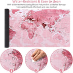 iCasso Extended Gaming Mouse Pad (35.4x15.7 in), Large 3mm Non-Slip Rubber Base Mousepad with Stitched Edges, Waterproof Keyboard Mouse Mat Desk Pad for Work, Game, Office, Home - Pink World