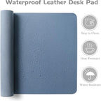 Aothia Leather Desk Pad Protector, Office Desk Mat, Large Mouse Pad, Laptop Desk Pad, Non-Slip PU Leather Desk Blotter, Waterproof Desk Writing Pad for Office and Home (Denim Blue, 55" x 24")