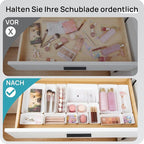 Vtopmart 25 PCS Plastic Drawer Organizers Set, 4-Size Versatile Bathroom and Vanity Drawer Organizer Trays, Storage Bins for Makeup, Bedroom, Kitchen Gadgets Utensils and Office