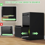 2-Drawer File Cabinet with Lock,Metal Vertical Filing Cabinets for Home Office,Under Desk File Cabinets for Letter/Legal/A4 Size Files,Easy Assemble,Black