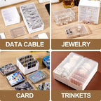 11 Cable Organizer Box with Labels, Cord Storage Organizer for Desk Drawer，Includes 20 Ties & 32 Labels, Office Home Multi-Purpose Organizer