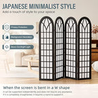 Aletheiawu Room Divider and Folding Privacy Screen, 4 Panel Japanese Shoji Style Room Divider, Partition Divider for Room Separation, Portable Decoration Screen for Home Office Restaurant - Black