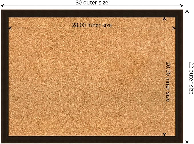 Amanti Art Natural Cork Board for Wall, 22x30 Vision Board with Brown Wood Frame, Medium Corkboard Office Decor for Home Organization, Rustic Farmhouse Corkboard Pinboard to display items for home