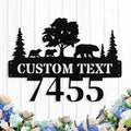 Custom Bear Metal House Number Sign Outside, Personalized Metal Address Signs Plague for Houses, Rustic Farmhouse Home Porch Yard Decor