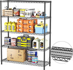 SINGAYE 5 Adjustable Heavy Duty Garage Shelving Wire Shelves Metal Standing Units Bathroom Organizers and Storage Shelf Closet Metal Pantry Kitchen 18" DX46 WX77 H Black