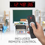 Ivation Huge Oversized 72" Large Digital LED Clock | Big Digital Clock w/Multi-Function Display – Stopwatch, Timer, Alarms, Temp & Date | 6 Brightness Levels, Time Memory & Remote (Red)