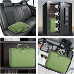 Fireproof File Organizer with Lock, Hard-Shell Case Fireproof Document Box with 13 Pockets Accordion File Folder, Important Document Organizer for Letter A4 Files Laptop Passports (Green)