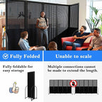 Folding Room Partition,Freestanding Privacy Divider,Portable Office Divider Wall,Commercial Space Partition Screen,Perforated Felt Panel Design,10'6"W x 6'7"H,5 Panel,Black