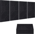 BUBOS 4 PACK Thickened Acoustic Panels, 23.6''x11.8'' Self-Adhesive Sound Absorbing Cavity Acoustic Wall Panels for Theater Studio Room Recording Room Gaming Room Meeting Rooms,VortexCore Black