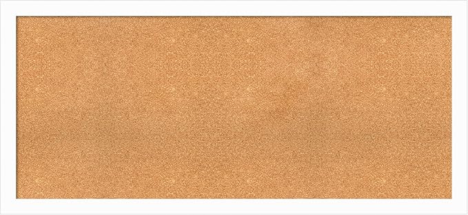 Amanti Art Natural Cork Board for Wall, 27x59 Vision Board with White Frame, Oversize Corkboard Office Decor for Home Organization, Casual Corkboard Pinboard to Display Items for Home Organization in