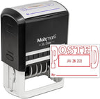 MaxMark Large Self-Inking Rubber Date Office Stamp with Posted Phrase & Date - Red Ink, 12-Year Band - Style 5