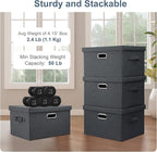 Graciadeco Medium 15" 21 Quart Collapsible Stackable Storage Bins with Lids, 5 Packs Dark Gray Foldable Fabric Closet Storage Boxes with Lids, Lidded Heavy-duty Linen Baskets(15x11x8)