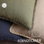 Foindtower Set of 2 Decorative Cozy Farmhouse Cushion Cover Linen Fringe Throw Pillow Covers with Tassels for Couch Sofa Bed Living Room Home Decor,26×26 Inch,Tan Beige