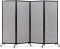 Upgrade Version Room Partition and Divider, Freestanding Rolling Dividers with Wheels,Office Privacy Screen Divider Wall,Classroom Felt Dividers,8'2"L* 6'7"H,4 Panel，Light Grey