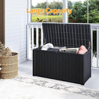 Yardgrace 180 Gallon Outdoor Storage Box Waterproof, Resin Deck Boxes with Lockable Lid & UV-Resistant for Patio, Pool, Garden Furniture Cushions & Accessories, Black