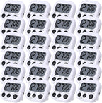 Leumoi 24 Pcs Digital Kitchen Timers Magnetic Back Timers Bulk Large Screen Loud Alarm On/Off Switch Minute Second Count up Countdown Memory Setting for Cooking Classroom Exercise (White and Black)