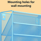 Kuntine.B 6-Tier Wall File Organizer Hanging File Organizer Cubicle Organizer Wall File Holder for Office Home (Blue, 6 Tier)