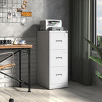 OPTYMIRA 3 Drawer Metal File Cabinet with Lock,White Steel Filing Cabinets Heavy Duty Locking Vertical File Cabinet Home Office Storage Cabinet for Legal/Letter Size File,Assembly Required