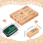 Tenare 8 Pieces Vintage Rubber Stamps Decorative with 3 Colors Ink Pad Wooden Plant Flower Stamps Set for DIY Craft, Scrapbook, Letters Diary and Card Making