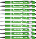 HEYZARDA Personalized Pens with Name Text Logo Custom Ballpoint Pen for Business Office Events with Stylus for Touchscreen 50 Pcs Green