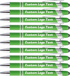 HEYZARDA Personalized Pens with Name Text Logo Custom Ballpoint Pen for Business Office Events with Stylus for Touchscreen 50 Pcs Green