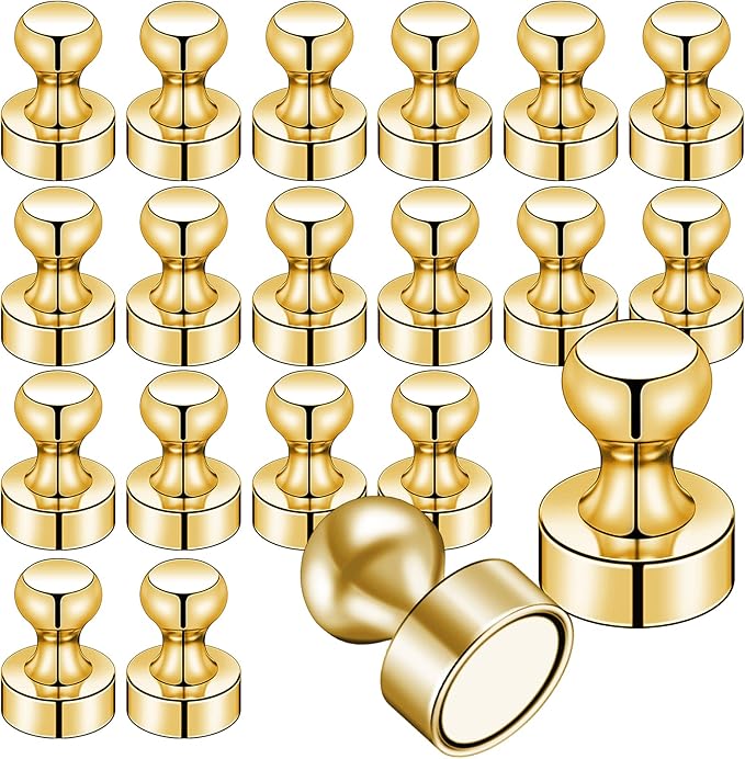 LOVIMAG Fridge Magnets 20Pcs Refrigerator Whiteboard Small Strong Magnet Classroom Kitchen Accessories Decorative Locker Set Decor Must Haves Office Calendar Refrigerador Magnetic Cute Crafts Gold