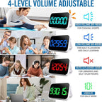 Kitchen Timer（1.5" Number）with Voice Reminder,10 RGB Color Changing Digital Magnetic Timer, Countdown/Up, Rechargeabilit, Brightness Display, 3 Volume Levels and Vibration Mode, for Classroom, Cooking