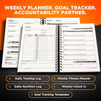 SaltWrap Daily Fitness Planner - Gym Workout Training Log, Weightlifting Exercise Journal, and Food/Diet Tracker - Daily and Weekly Pages, Goal Tracking, Spiral-Bound, 7 x 10 inches