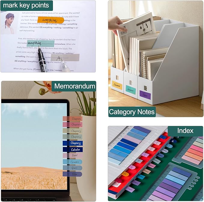 Golcellia Sticky Tabs Book Index Tabs, Page Tabs, Page Markers 1200 Pieces,60 Colors Annotation Tabs, Book Annotation Supplies