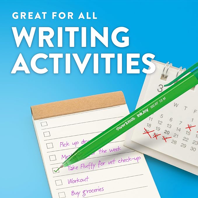 Paper Mate InkJoy 100RT Retractable Ballpoint Pens, Medium Point (1.0mm), Assorted, 20 Count