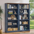 RWYHG 70" Blue Tall Bookshelf,5-Tier Thick Wooden Book Shelf with Adjustable Shelves,Free Standing Farmhouse Bookcase with Open Display Storage,Floor Vintage Bookshelves for Living Room,Office