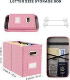 Oterri File Organizer With Lid, Hanging Filing Box With Mesh Pocket, Document Organizer for Letter Files, Portable Storage With Smooth Sliding Rail for Office & Home (2 PCS, Pink)