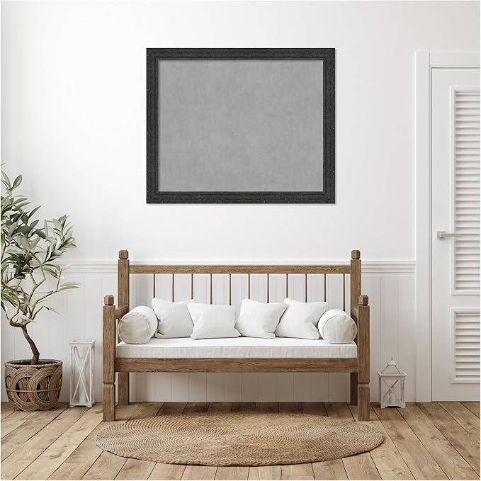 Amanti Art Black Framed Magnetic Board 37x45 X-Large Vision Board for use with Magnets, 100% Metal Sheet to Display Items as Office Decor or for Home Organization in mudroom, Kitchen or Kids Room