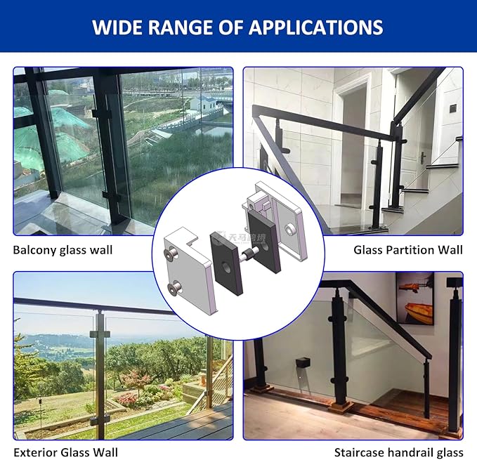 GOSURE 4PCS Adjustable Glass Shelf Bracket, 1/3"-1/2" 304 Stainless Steel, Silver-20pcs