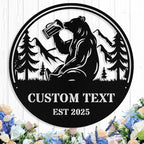 Custom Bear Metal Sign, Custom Bear Metal Wall Art Decor, Personalized Last Name Signs for Home, Rustic Farmhouse Black Wall Decor for Cabin, Bedroom, Living Room, Porch