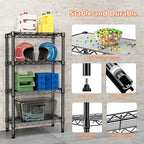 M MZG 1000 lbs 4 Tier Shelf Metal Storage Shelves Wire Rack Closet Organizers with PP Board for Garage Kitchen Bathroom Laundry Black 11.8" D x 21.7" W x 39.5" H