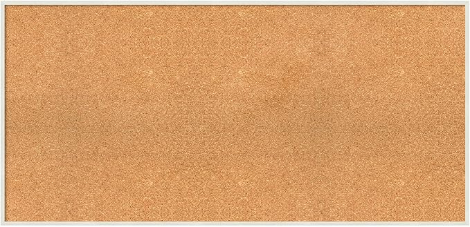 Amanti Art Natural Cork Board for Wall, 23x47 Vision Board with White Frame, Oversize Corkboard Office Decor for Home Organization, Modern Corkboard Pinboard to Display Items for Home Organization in