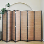 Furnnylane 7 Panel Bamboo Room Divider - Folding Screen for Room Separation, 67" H x 107.5" W